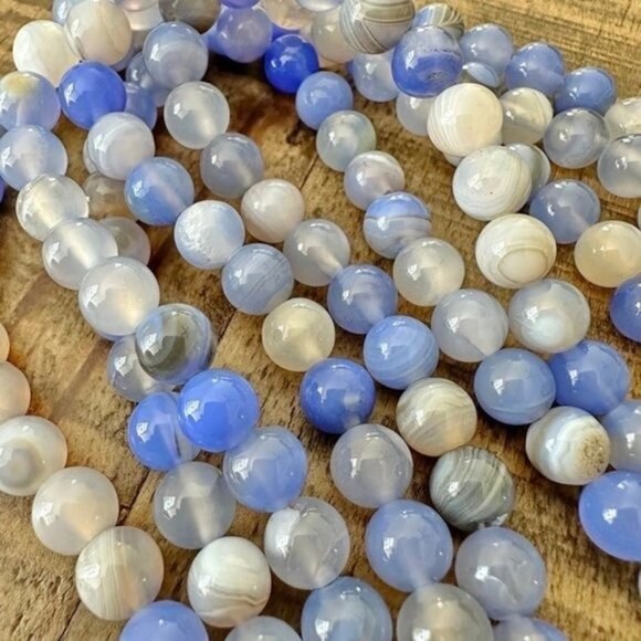 8mm Cornflower Blue Sardonyx Bead Strand - Picture 2 of 2